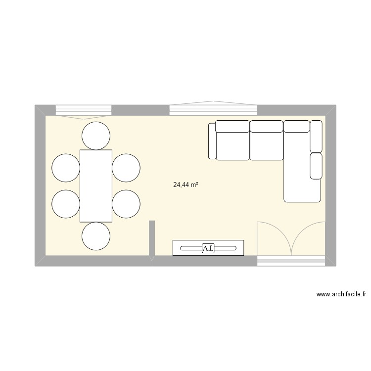 test 1 salon. Plan de 1 pièce et 24 m2