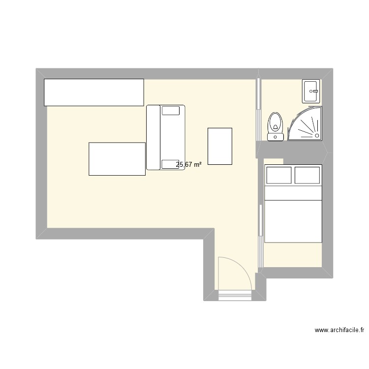 plan de base . Plan de 1 pièce et 26 m2