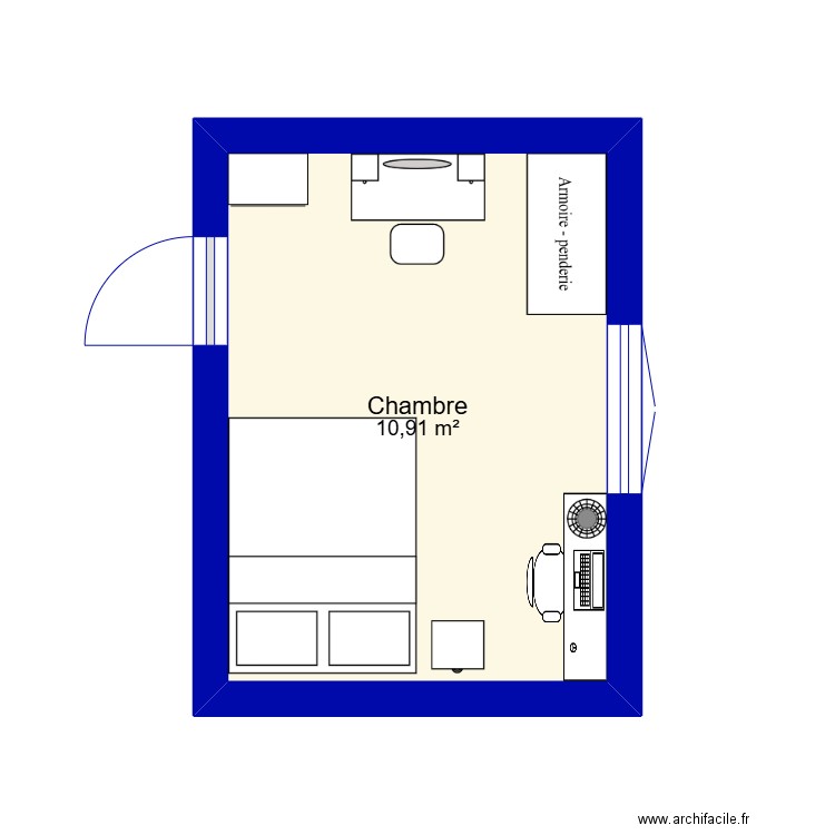 etage. Plan de 1 pièce et 11 m2