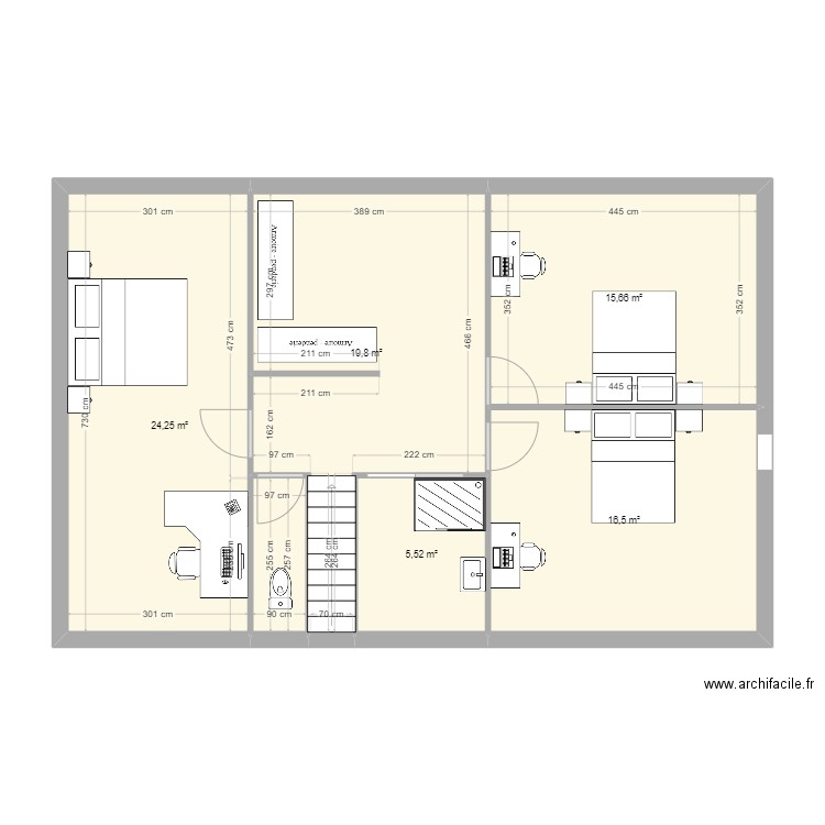 etage idee clement. Plan de 5 pièces et 82 m2