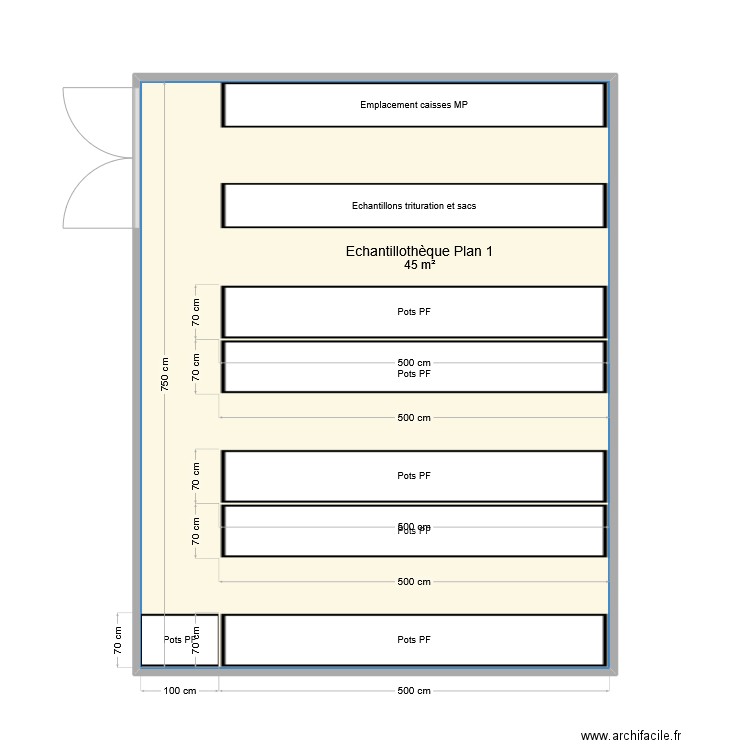 echantillothèque V2. Plan de 1 pièce et 45 m2