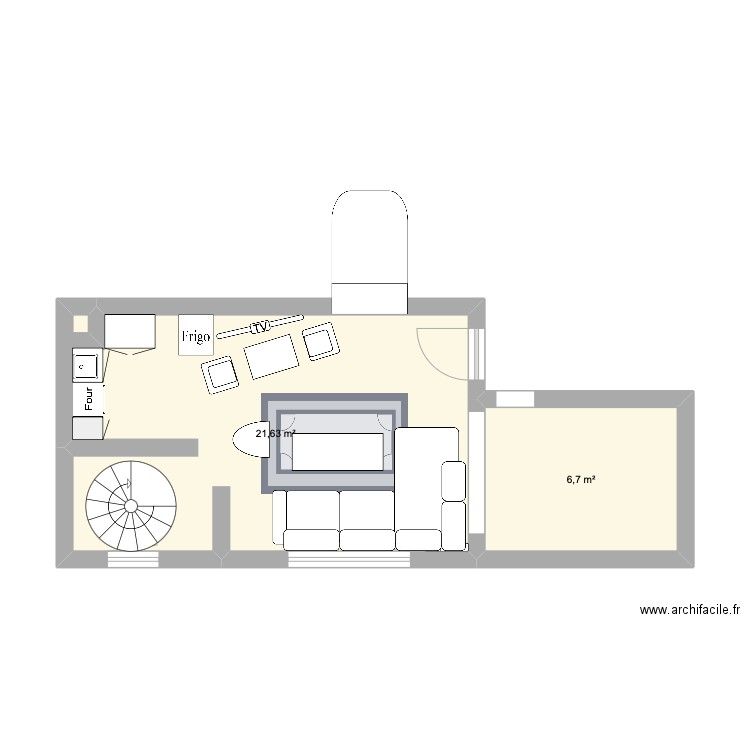 new home. Plan de 2 pièces et 28 m2