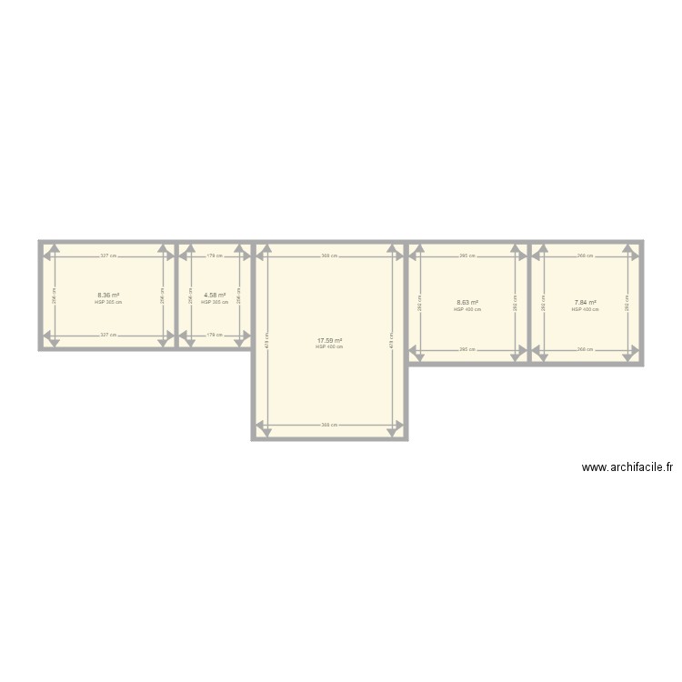 Cab. Plan de 5 pièces et 47 m2