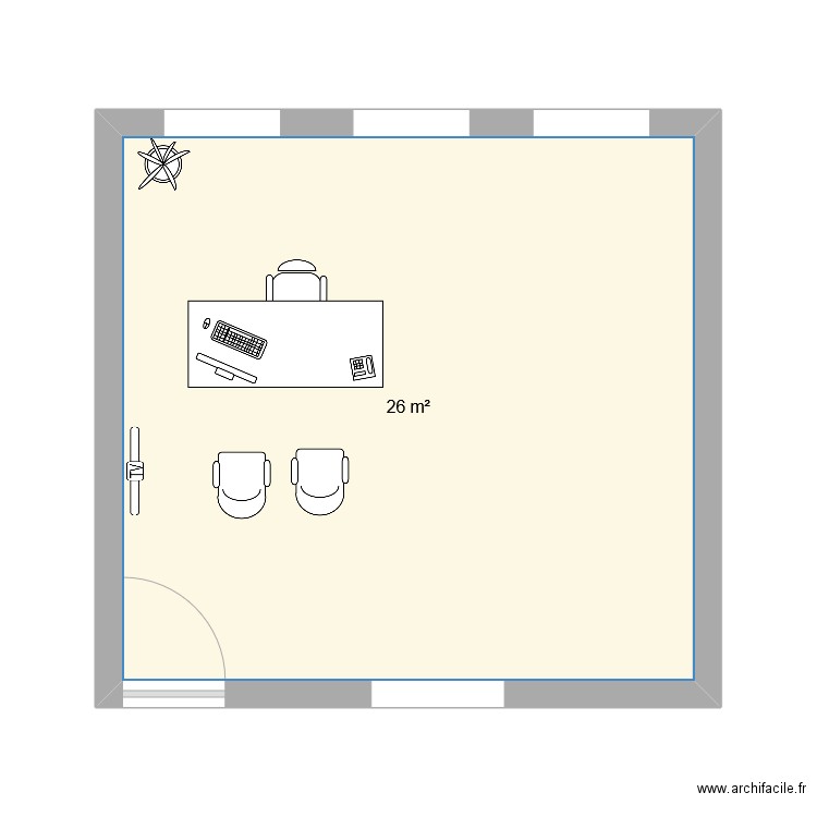 bureau1. Plan de 1 pièce et 26 m2