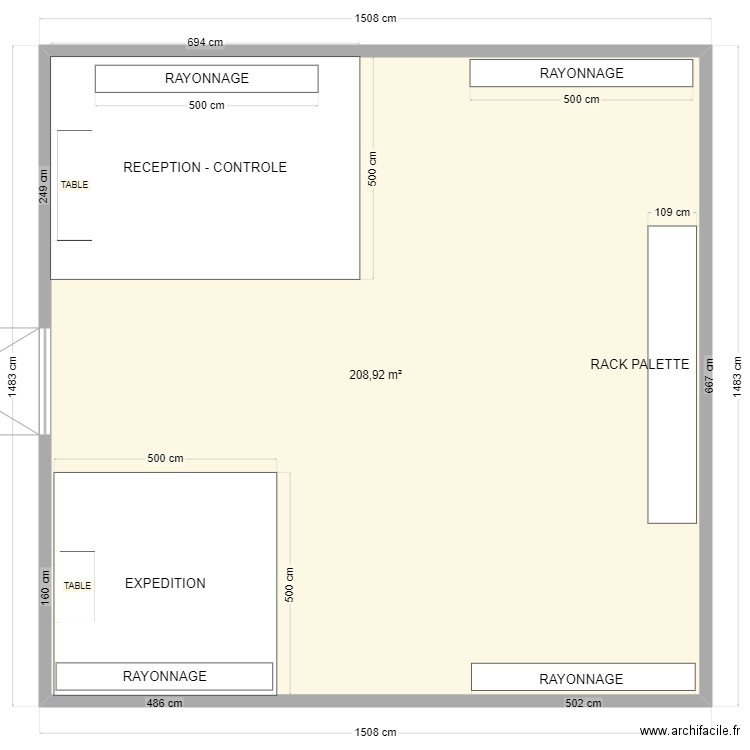 mag smade. Plan de 1 pièce et 209 m2