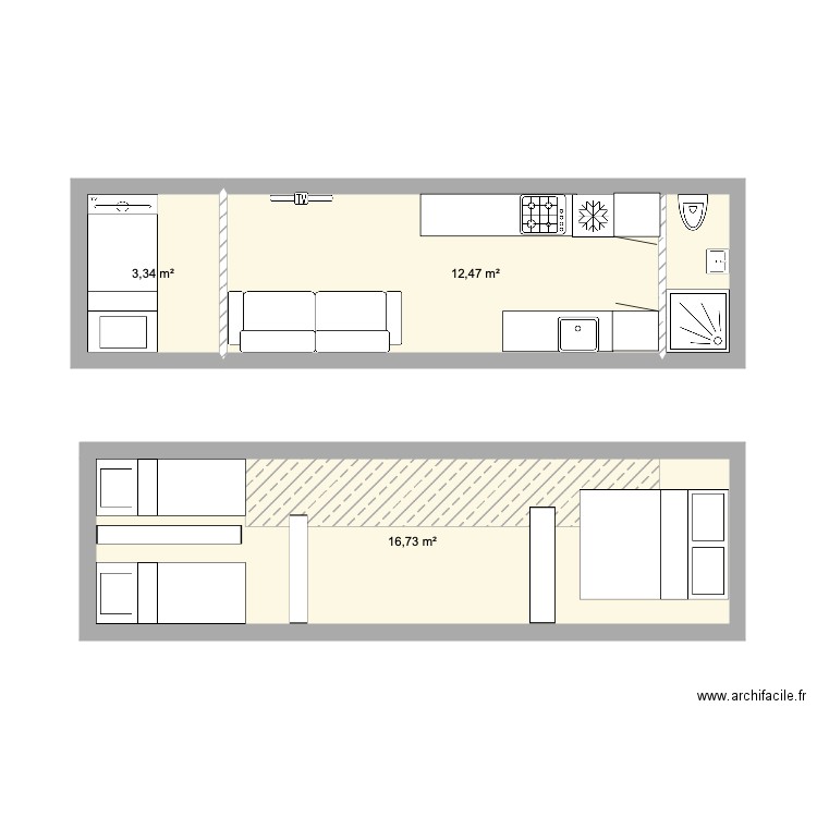 tiny chambre parents et 2 petits etage . Plan de 0 pièce et 0 m2