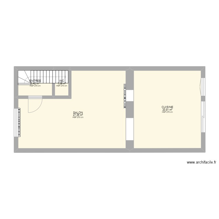 SALON. Plan de 4 pièces et 53 m2