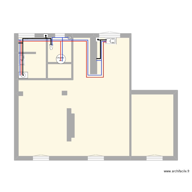 Plomberie - Plan de câblage. Plan de 5 pièces et 57 m2