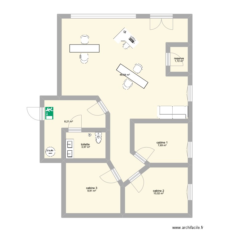 plan du Neil bar . Plan de 7 pièces et 87 m2