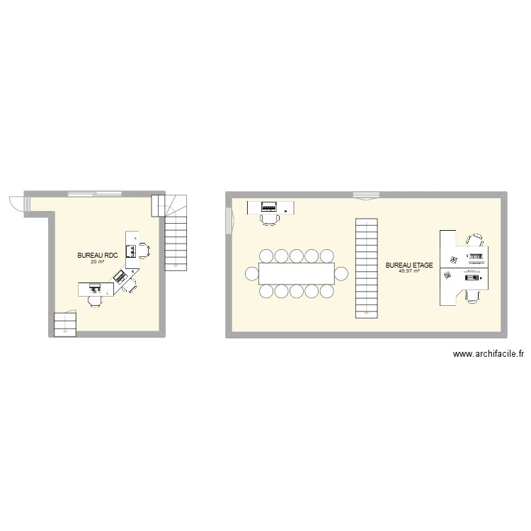 plan. Plan de 2 pièces et 70 m2