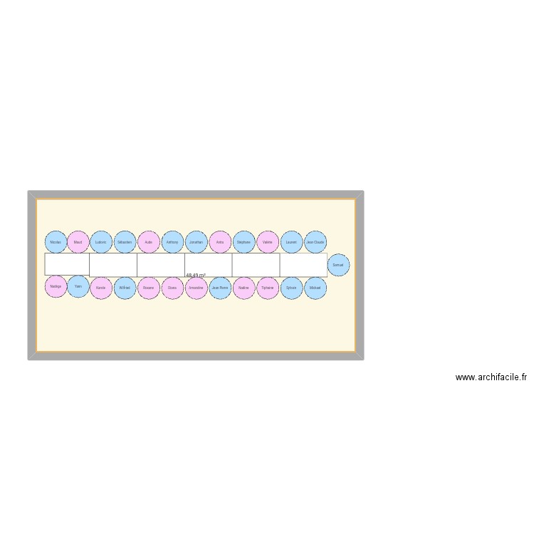 40 ans extérieur . Plan de 1 pièce et 48 m2