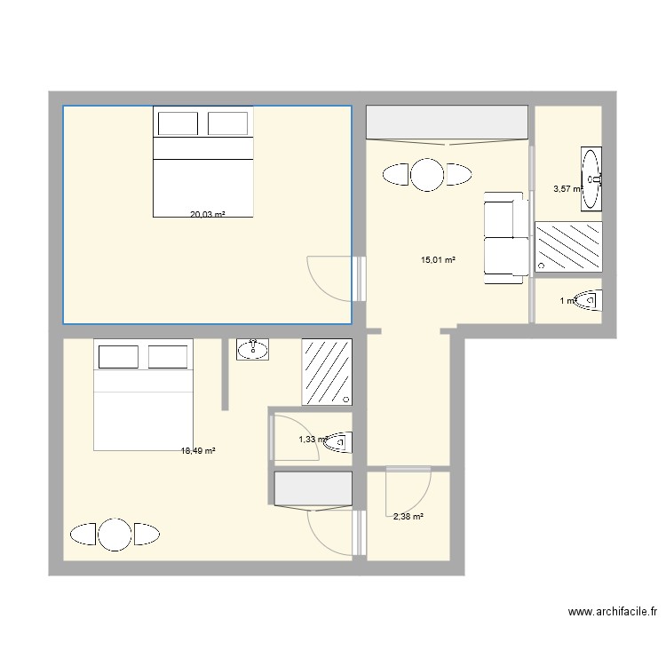 PLAN 1 chambre parfait V2. Plan de 0 pièce et 0 m2