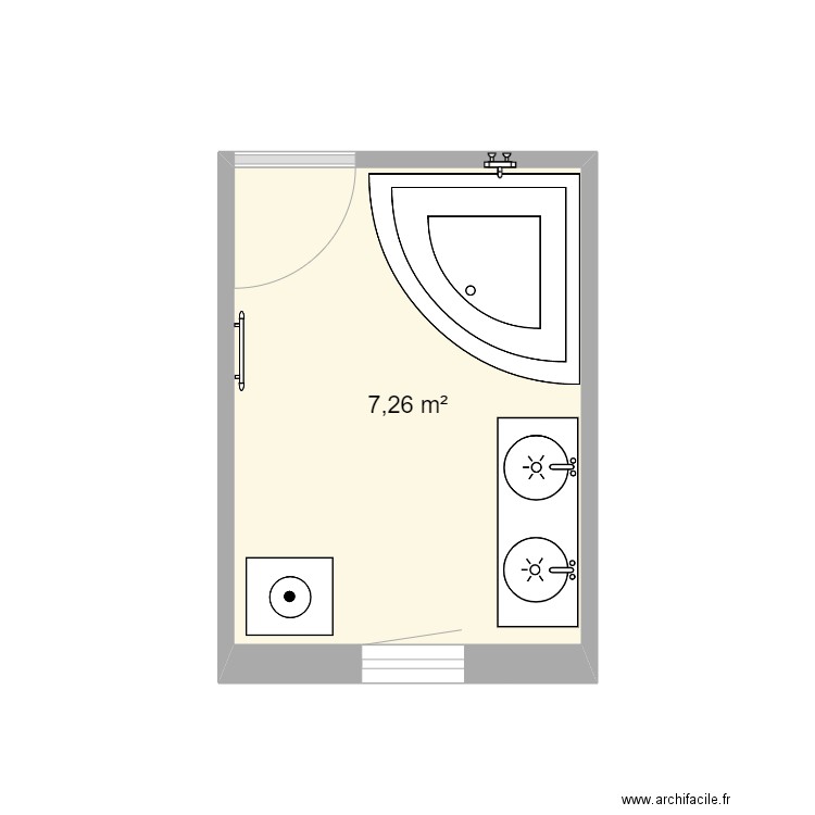 sdb. Plan de 1 pièce et 7 m2