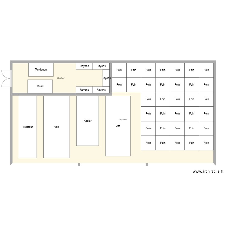 Batiment Vougy. Plan de 2 pièces et 159 m2