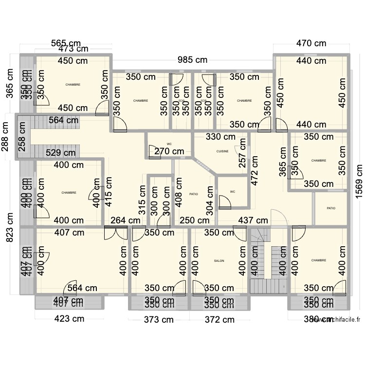 etage. Plan de 51 pièces et 522 m2