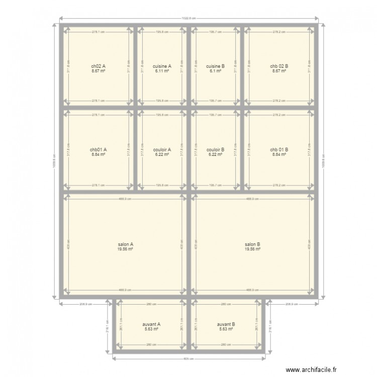 Villa jumélées. Plan de 0 pièce et 0 m2