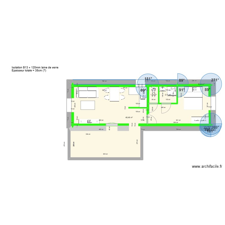 1er étage chambre à droite - pièces d'eau Nord. Plan de 0 pièce et 0 m2