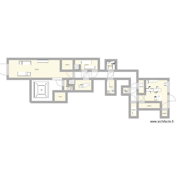 Manutea spa . Plan de 14 pièces et 47 m2