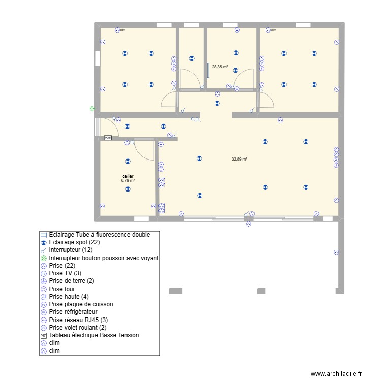 lamentin . Plan de 3 pièces et 68 m2