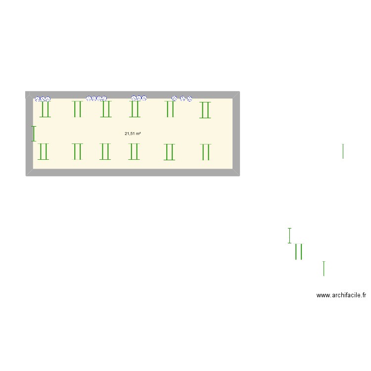 eclairage. Plan de 1 pièce et 22 m2