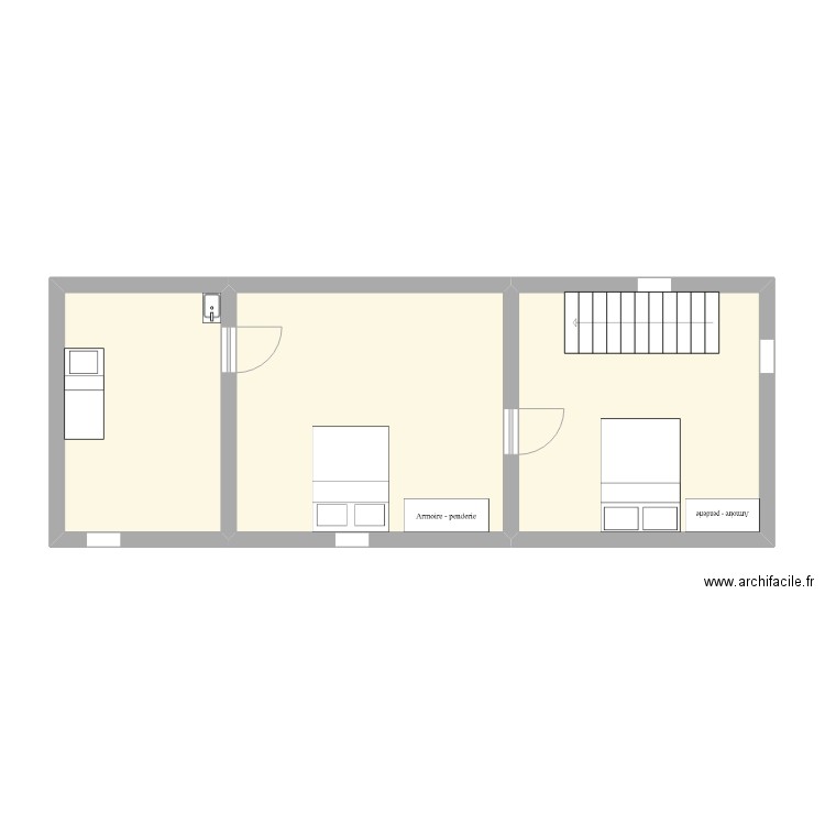 étage 1. Plan de 3 pièces et 49 m2