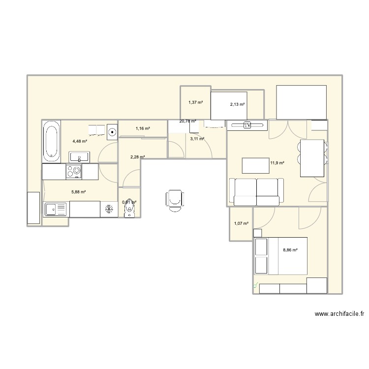 chambre bourg la reine. Plan de 0 pièce et 0 m2