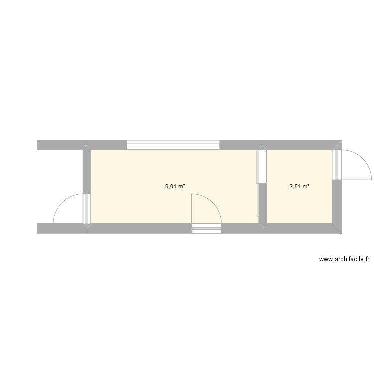 sas crozon. Plan de 2 pièces et 13 m2