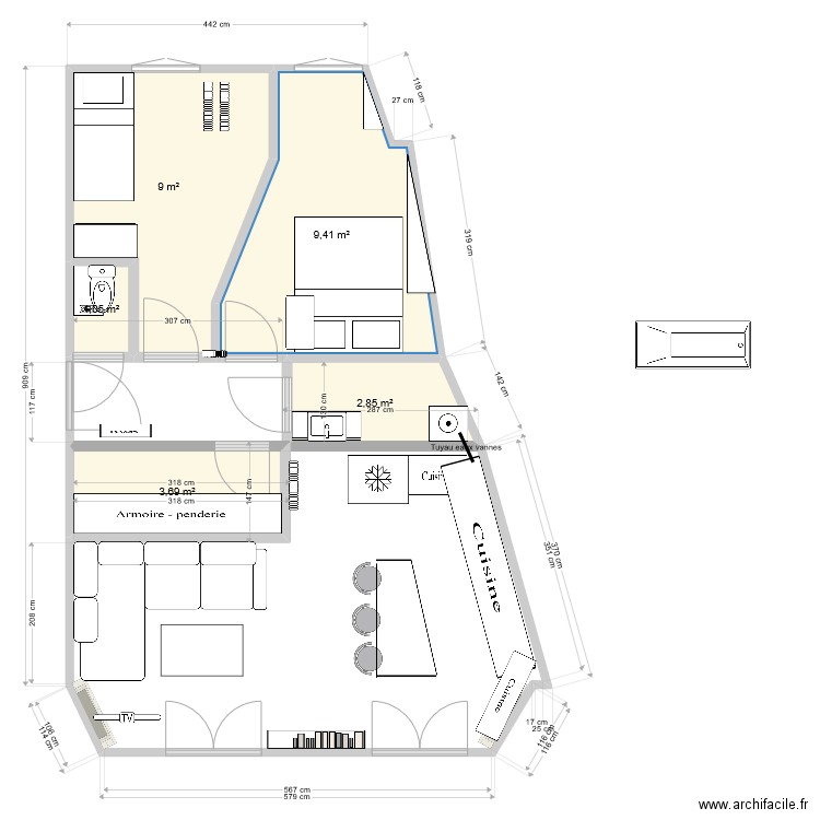 Plan reamenagé v2. Plan de 0 pièce et 0 m2