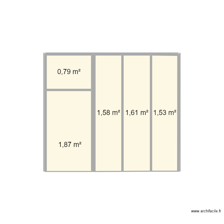 parois cloison . Plan de 5 pièces et 7 m2