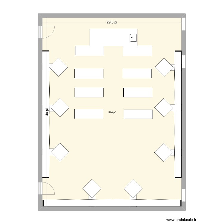 Classe. Plan de 1 pièce et 110 m2