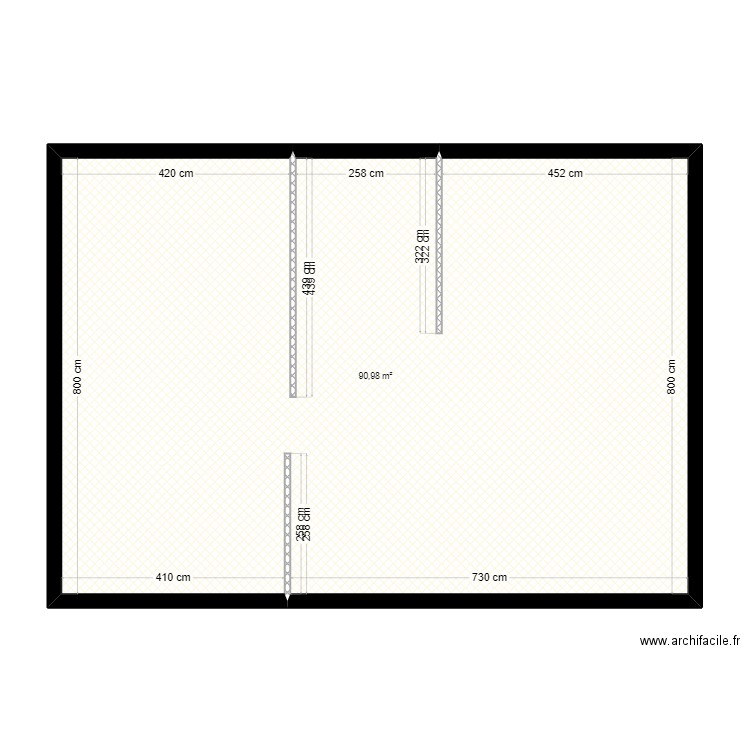 zou. Plan de 1 pièce et 91 m2