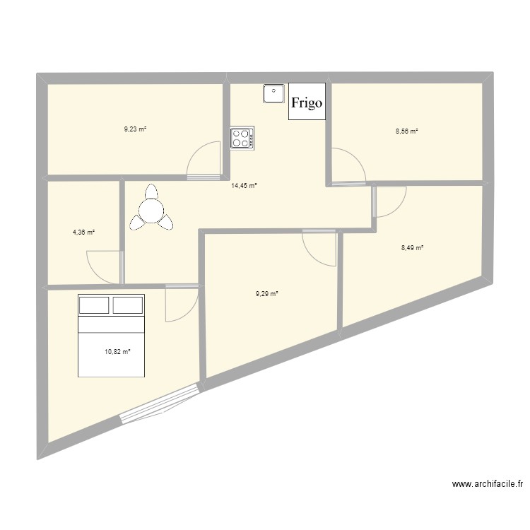 bouismail 3. Plan de 7 pièces et 65 m2