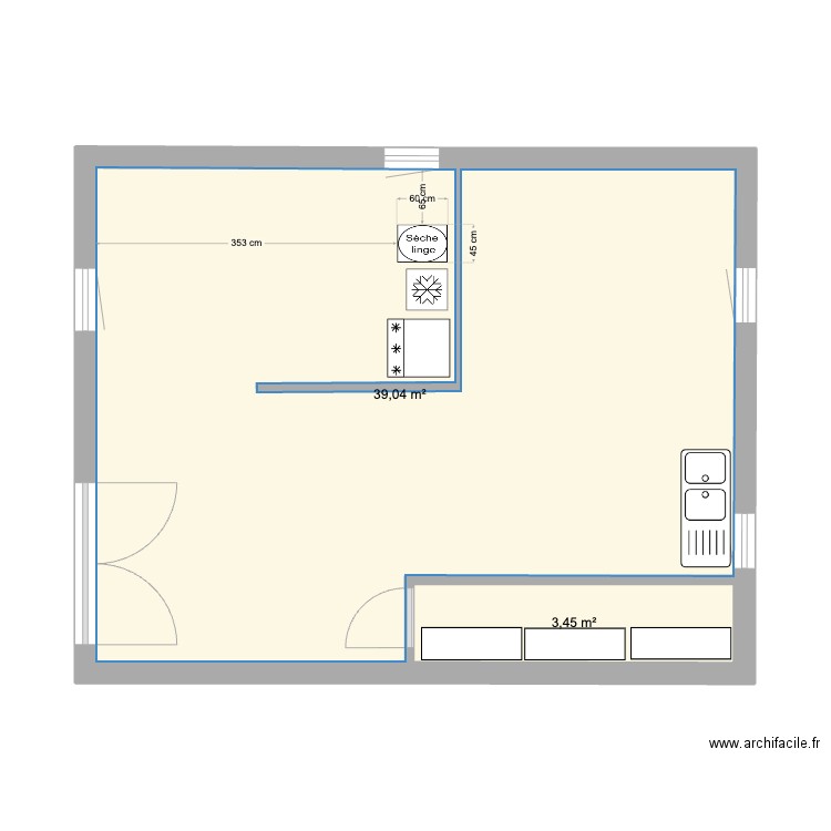 ATELIER 2. Plan de 2 pièces et 42 m2