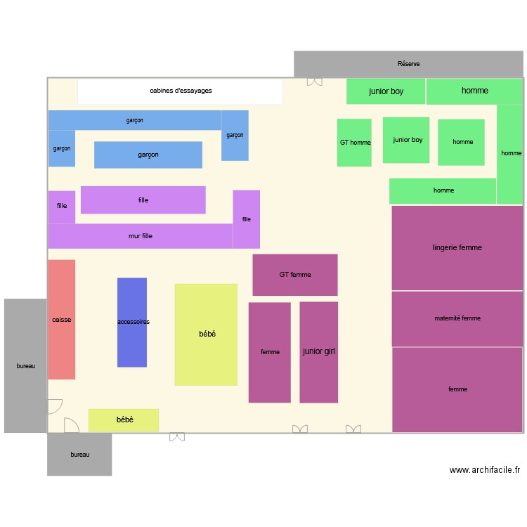 plan magasin kiabi. Plan de 0 pièce et 0 m2