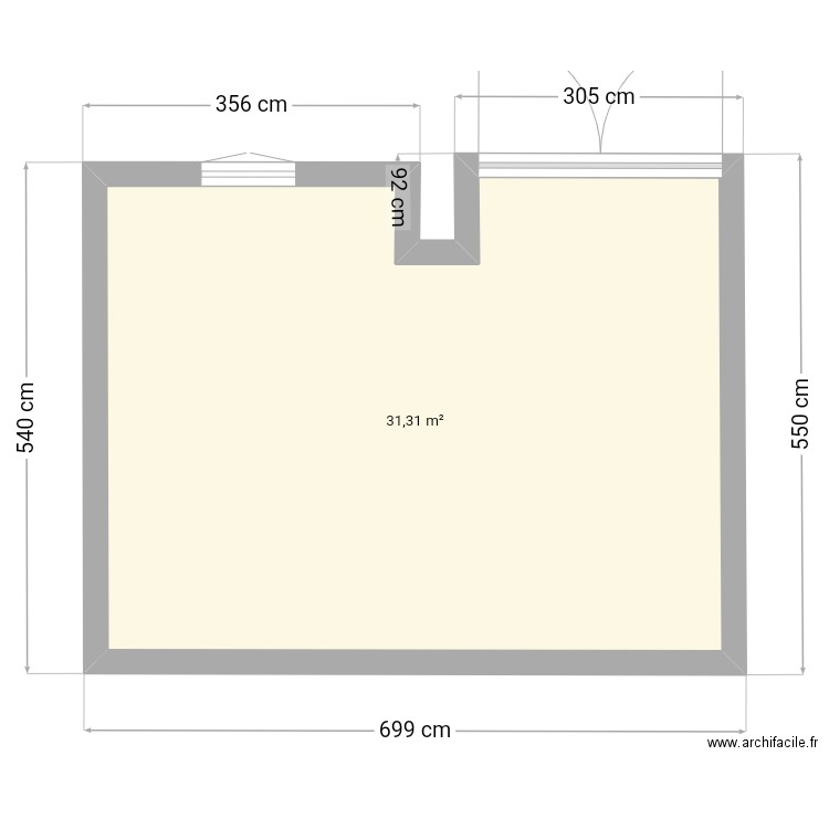 plan salon. Plan de 1 pièce et 31 m2