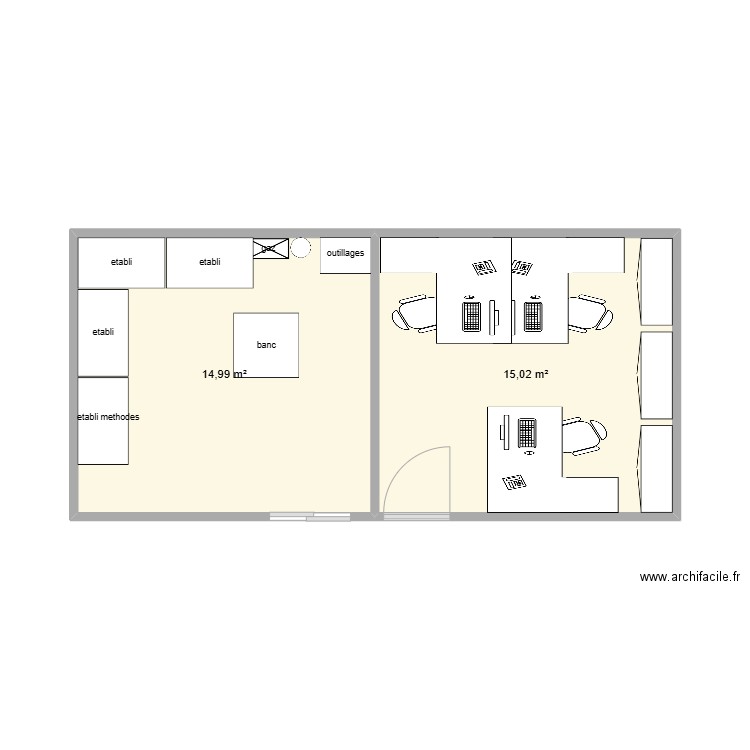 maintenance. Plan de 2 pièces et 30 m2