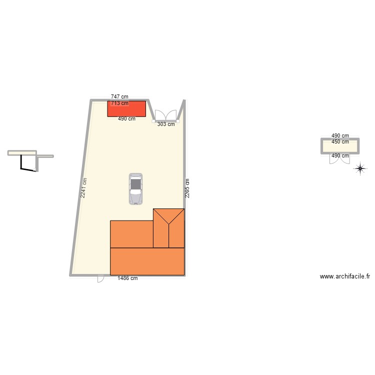 maison jardin entrée bateau. Plan de 4 pièces et 290 m2