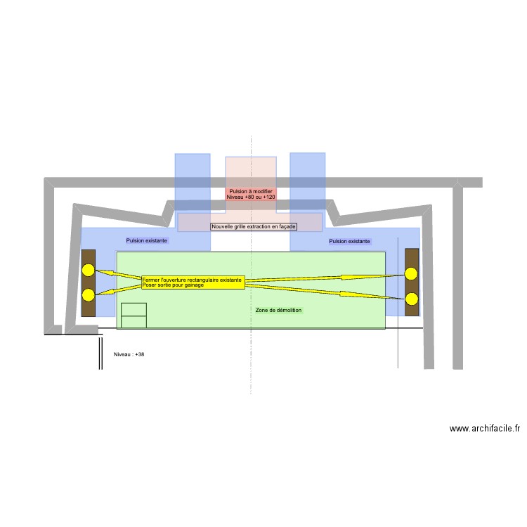 D4 Aération sous estrade - travaux. Plan de 0 pièce et 0 m2