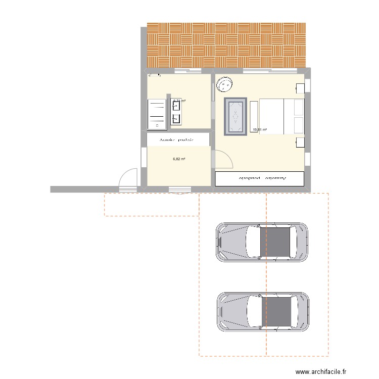 extension côté ouest V3 janv 2025. Plan de 3 pièces et 33 m2