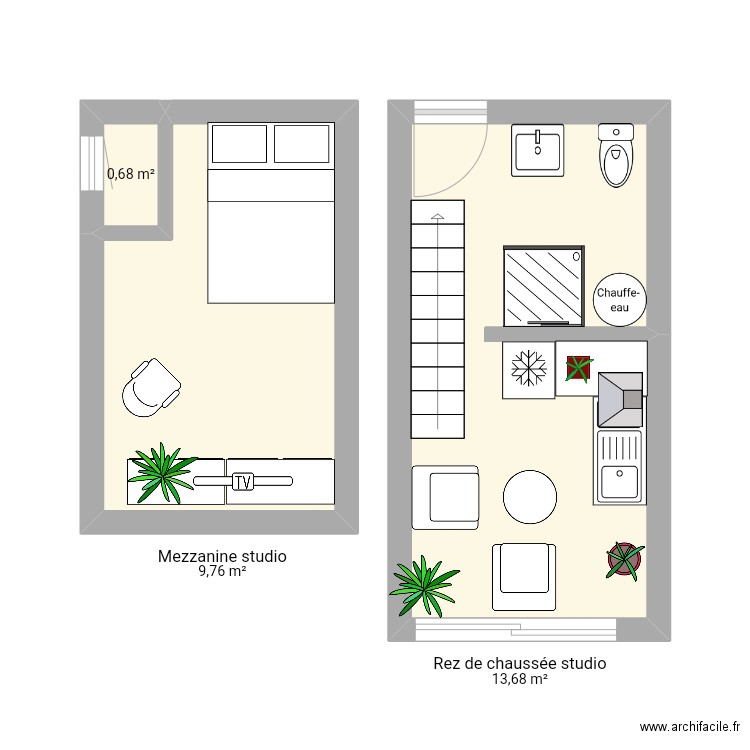 Studio. Plan de 0 pièce et 0 m2