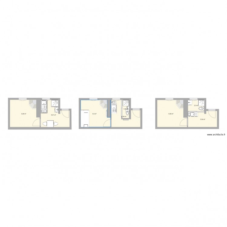 Studio 17m2 14e réno. Plan de 0 pièce et 0 m2