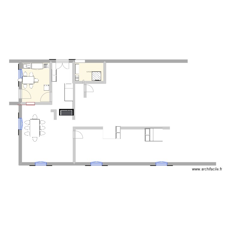 Rasteille. Plan de 2 pièces et 19 m2