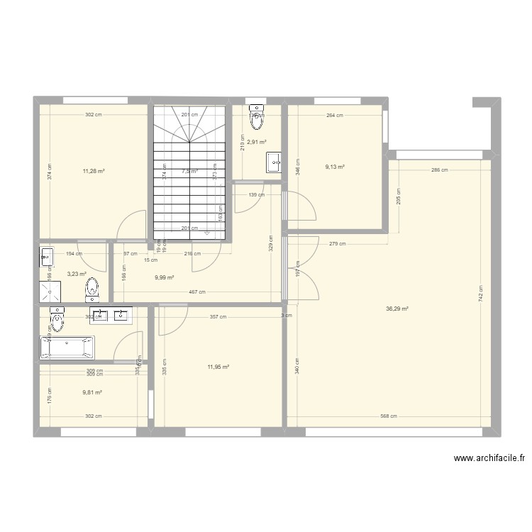 ketten1. Plan de 9 pièces et 102 m2