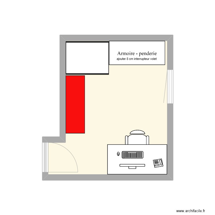 chambre d'amis. Plan de 1 pièce et 10 m2