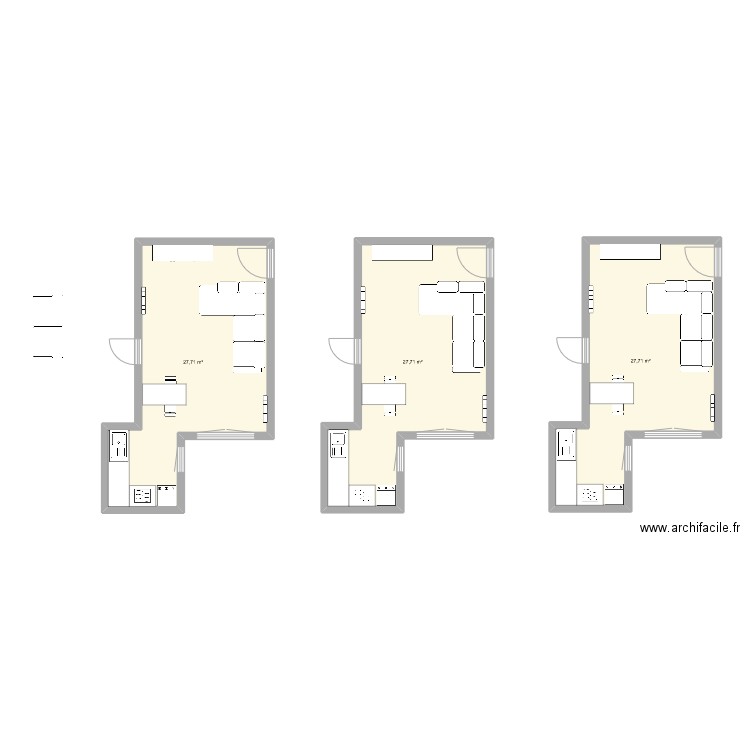 base. Plan de 3 pièces et 83 m2