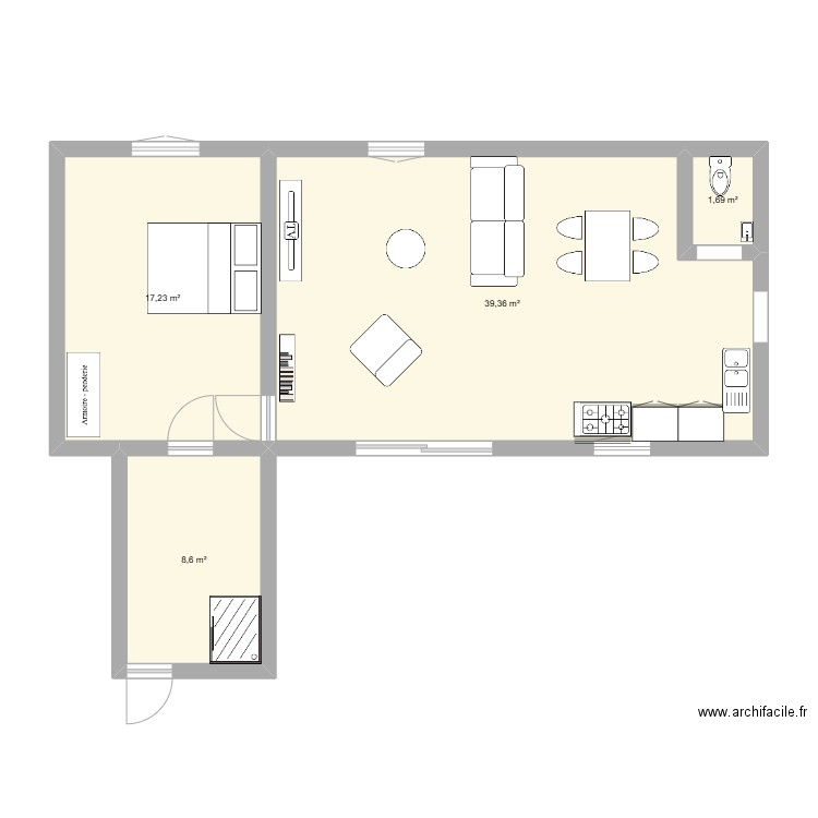 rollande. Plan de 4 pièces et 67 m2