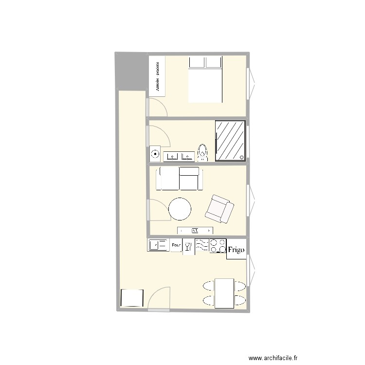 Folie-Mericourt. Plan de 5 pièces et 11 m2