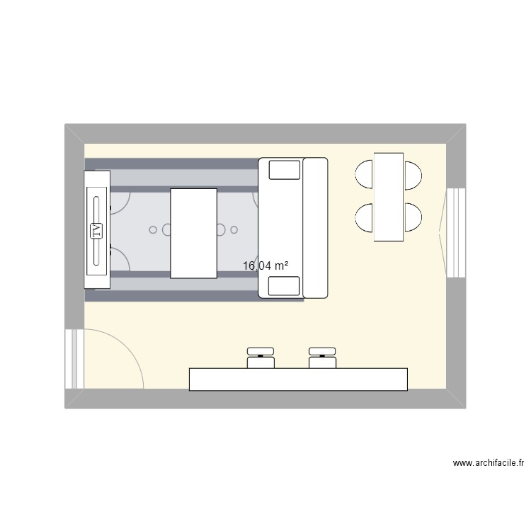 Blache. Plan de 1 pièce et 16 m2