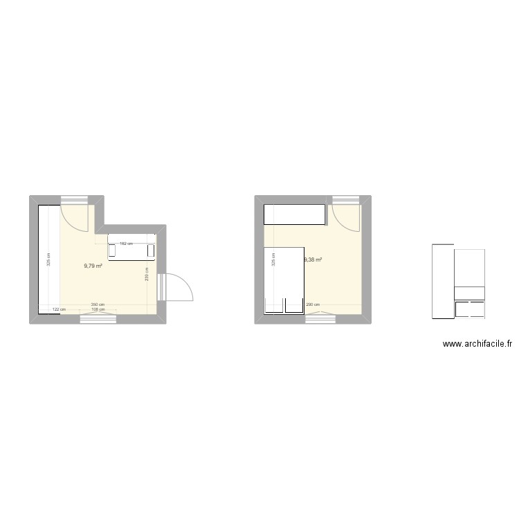 clem. Plan de 2 pièces et 19 m2