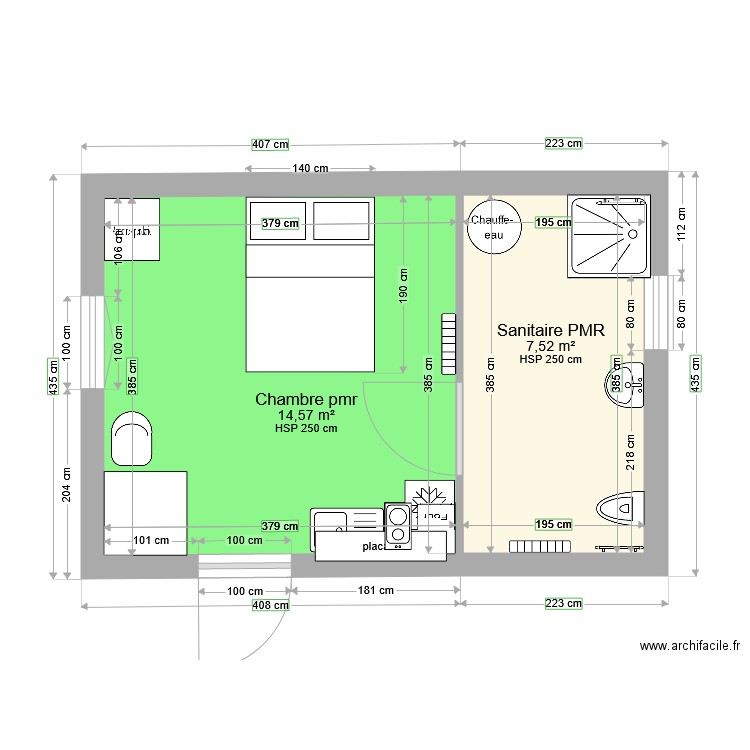 CHAMBRE PMR. Plan de 0 pièce et 0 m2